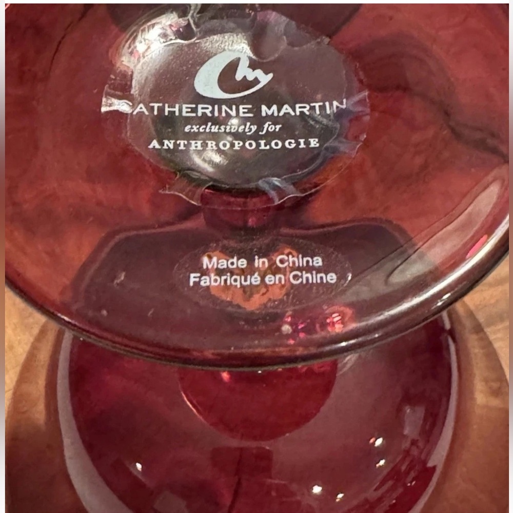 Anthropologie Catherine Martin Set/4 RED Coupe Glasses - Picture 7 of 8